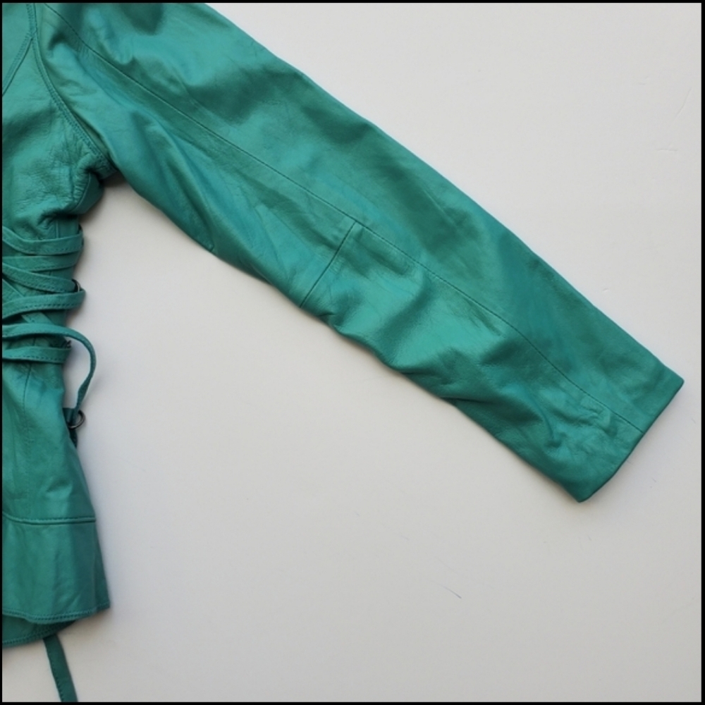 100% Lambskin Leather/Suede Aqua Teal Jacket NEW With Tags - Picture 8 of 12